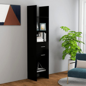 Book Cabinet Black Engineered Wood Medium Bookshelf Rec...