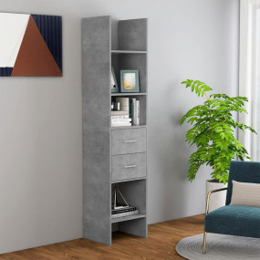 Book Cabinet Concrete Grey Engineered Wood Tall Book Ca...