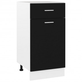 Drawer Bottom Cabinet Black Engineered Wood Medium