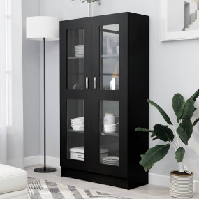 Vitrine Cabinet Black Engineered wood, glass Spacious s...