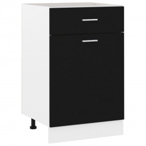Drawer Bottom Cabinet Black Engineered Wood 19.7 x 18.1...