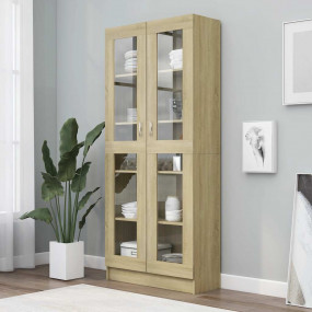 Vitrine Cabinet Sonoma oak Engineered wood, glass Large