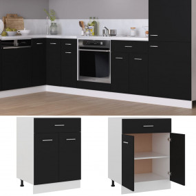 Drawer Bottom Cabinet Black Engineered wood 23.6x18.1x3...