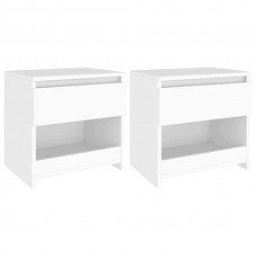 Bedside Cabinet Set of 2 White Engineered wood 15.7x11....