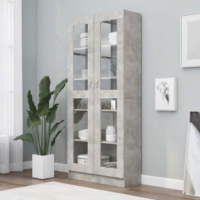 Vitrine Cabinet Concrete Grey Engineered Wood Vitrine C...