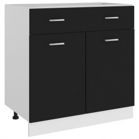 Drawer Bottom Cabinet Black Engineered wood Medium