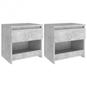 Nightstand Set of 2 Concrete Grey Engineered Wood Stand...