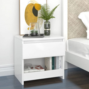 Bedside Cabinet High gloss white Engineered wood Medium