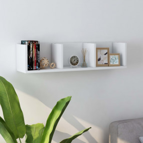 Wall Shelf White Engineered Wood Medium Wall Shelf Rect...