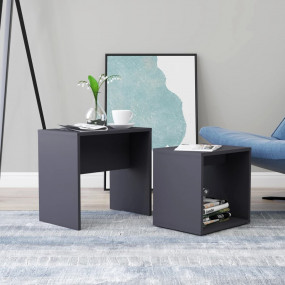 Coffee Table Gray Engineered wood Small Stackable Recta...