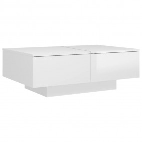 Coffee Table High Gloss White Engineered Wood Medium