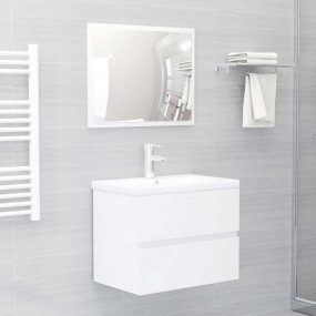 Bathroom Furniture Set High gloss white Engineered wood...