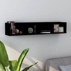 Wall Shelf Black Engineered wood Wall mounting Wall She...