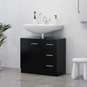 Sink Cabinet Black Engineered wood 24.8 x 11.8 x 21.3 i...