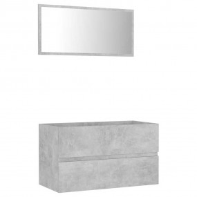 Bathroom Furniture Set Concrete Gray Engineered Wood, A...