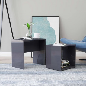 Coffee Table High gloss gray Engineered wood Small Coff...