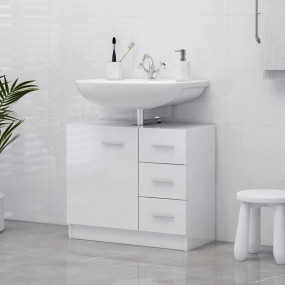 Sink Cabinet High gloss white Engineered wood Compact