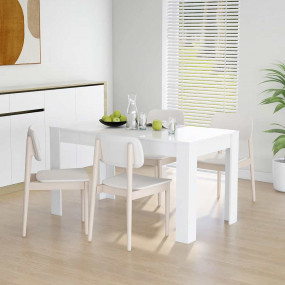 Dining Table White Engineered Wood Medium Simple Dining...