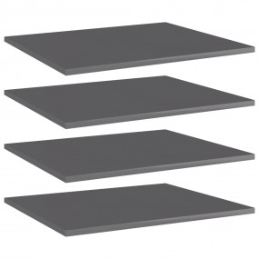 Shelf Set of 4 High gloss grey Engineered wood