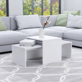 Table White Engineered Wood Medium Stackable Nesting Ta...