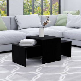 Table Black Engineered wood Medium Stackable Coffee Tab...