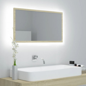 Mirror Sonoma Oak Engineered Wood, Acrylic Medium Bathr...