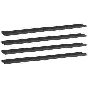 Shelf Set of 4 High gloss black Engineered wood