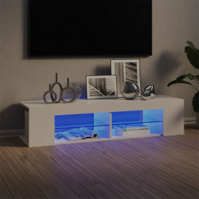 TV Cabinet High Gloss White Engineered Wood 53.1x15.4x1...