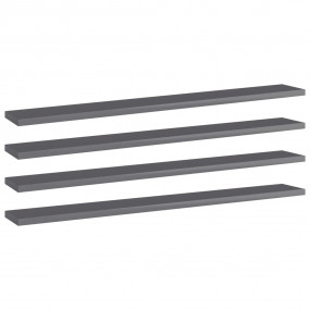 Shelf Set of 4 High gloss gray Engineered wood