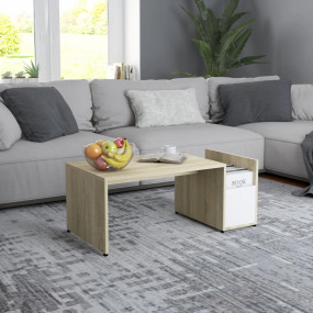 Coffee Table White and Sonoma Oak Engineered Wood