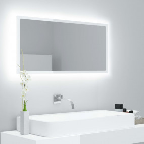 Mirror High gloss white Engineered wood, Acrylic