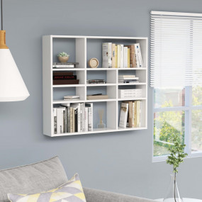 Wall Shelf White Engineered Wood Medium Wall Shelf Rect...