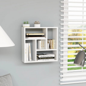 Wall Shelf White Engineered Wood 17.8 x 6.3 x 17.8 in W...