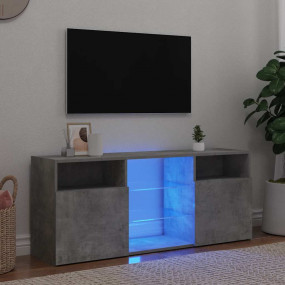 TV Cabinet Concrete Grey Engineered Wood and Tempered G...