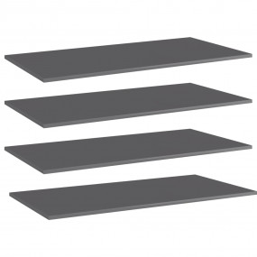 Shelf Set of 4 High gloss grey Engineered wood