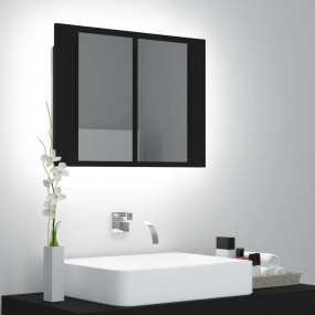 LED Mirror Cabinet Black Engineered wood and acrylic Me...