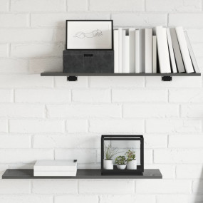 Shelf Set of 8 High gloss grey Engineered wood