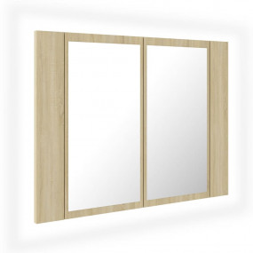 LED Mirror Cabinet Sonoma Oak Engineered Wood, Acrylic ...