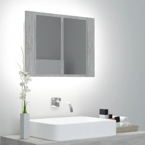 LED Mirror Cabinet Concrete grey Engineered wood