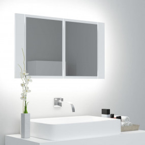 LED Mirror Cabinet White Engineered wood, acrylic