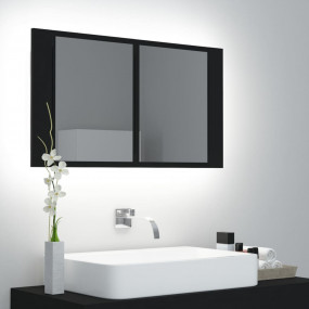 Led Mirror Cabinet Black Engineered wood, Acrylic