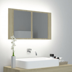 LED Mirror Cabinet Sonoma oak Engineered wood 31.5 x 4....