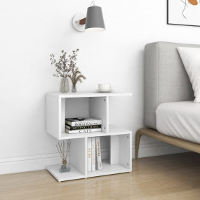 Bedside Cabinet Set of 2 White Engineered Wood Bedside ...