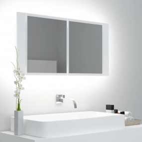 LED Mirror Cabinet White Engineered Wood, Acrylic