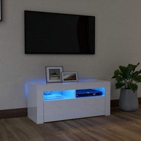 TV Cabinet High gloss white Engineered wood 35.4x13.8x1...