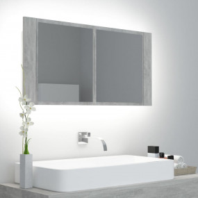Led Mirror Cabinet Concrete grey Engineered wood, Acryl...