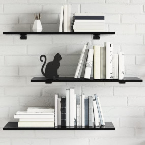 Shelf Set of 8 High gloss black Engineered wood