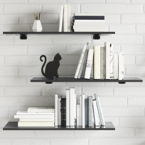 Shelf Set of 4 High gloss grey Engineered wood