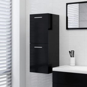Bathroom Cabinet Black Engineered Wood Medium Wall Moun...
