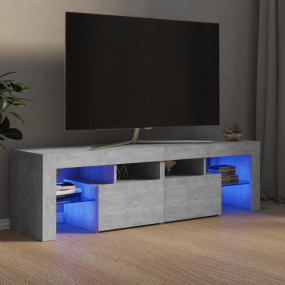TV Cabinet Concrete Gray Engineered Wood Medium TV Cabi...